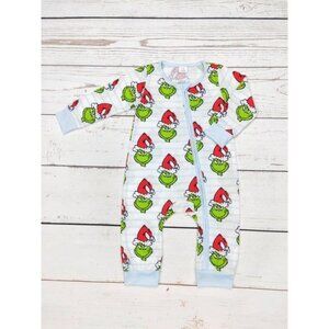 Grinch Baby Zip-Up Pajamas Christmas Long Sleeve Sleepwear 2T